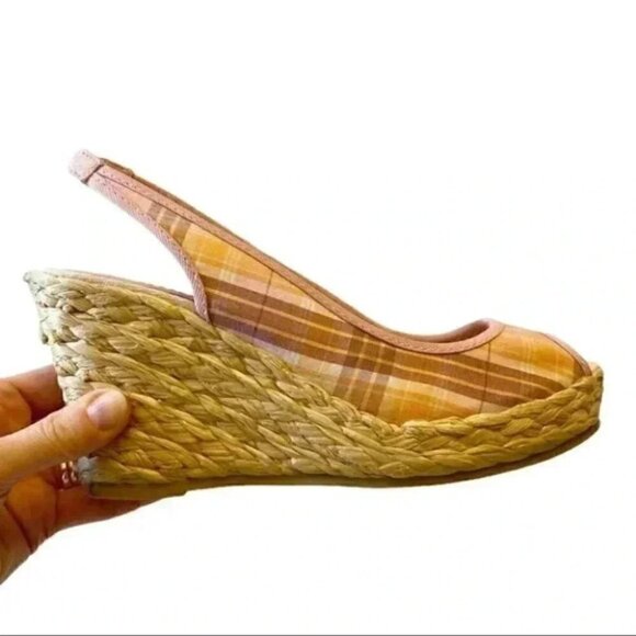 Montego Bay Club Wedge Sandals Slingback Platform Espadrilles Pink Plaid 7.5 - Picture 13 of 14